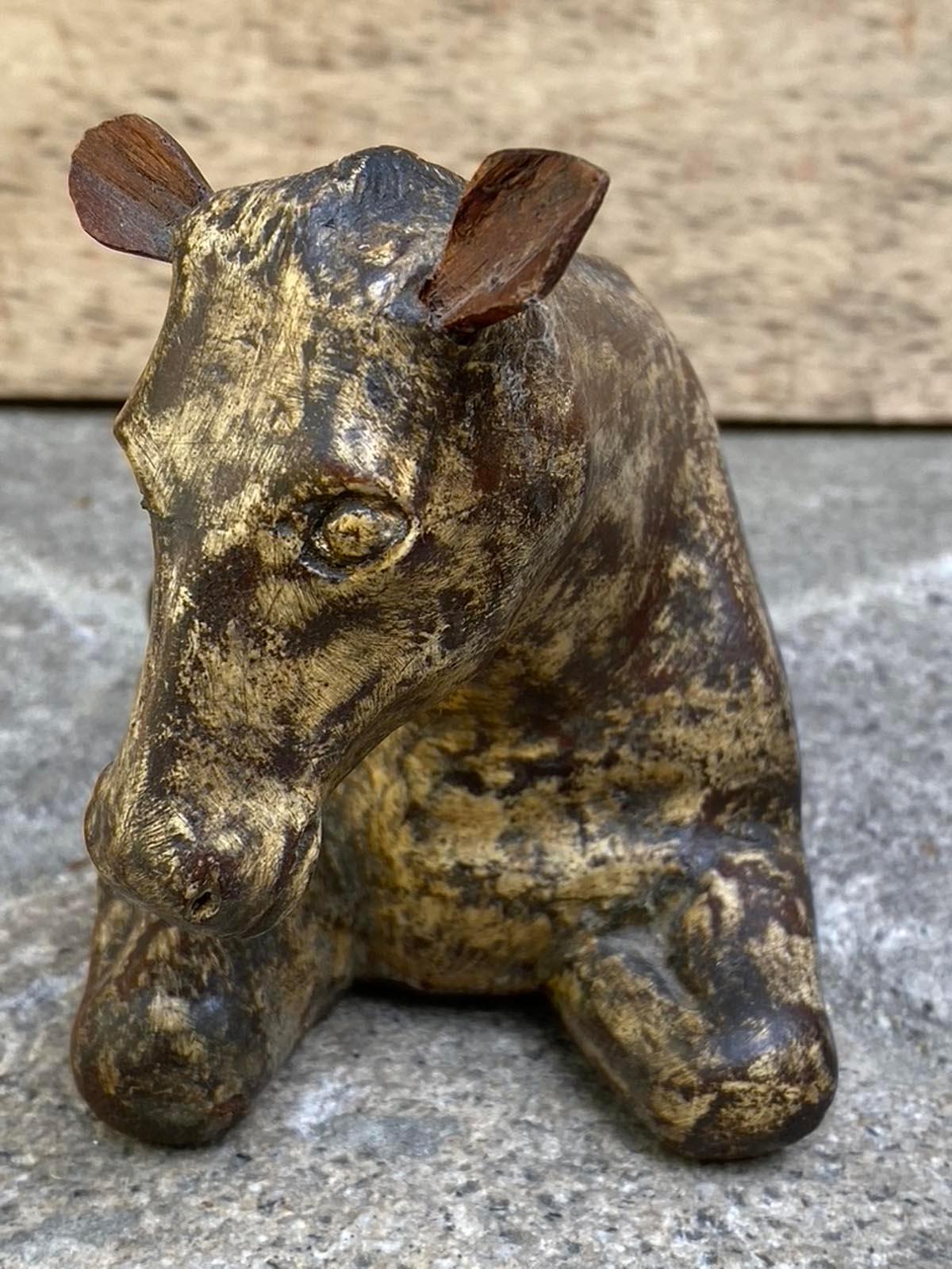 Hand-Carved Rustic Folk Art Horse and Ox from Nativity Scene For Sale