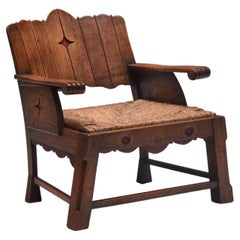Rustic Folk Art Lounge Chair, UK, 1920s
