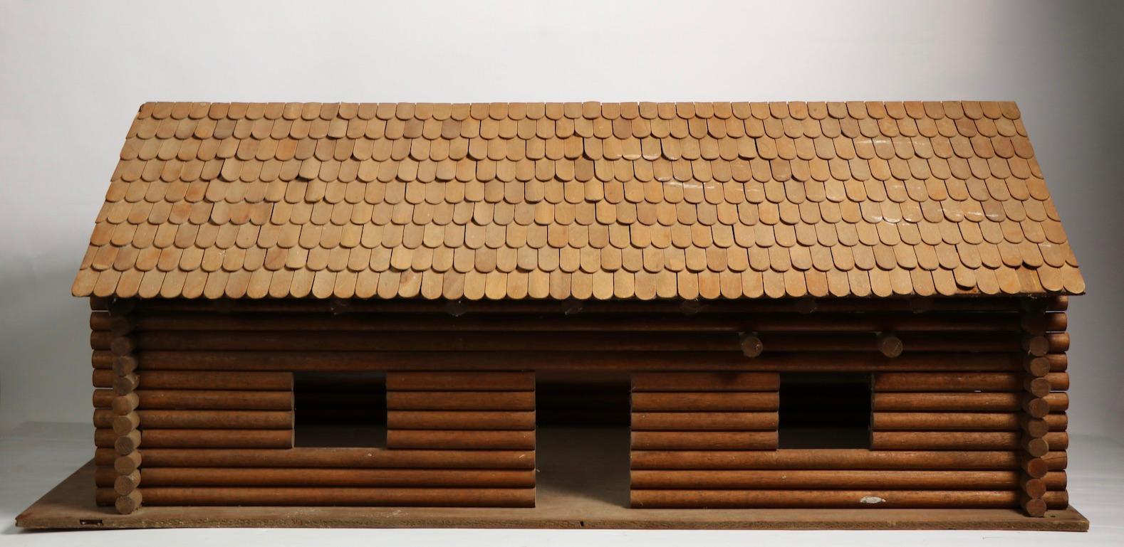 Rustic Folk Art Model Log Cabin 6