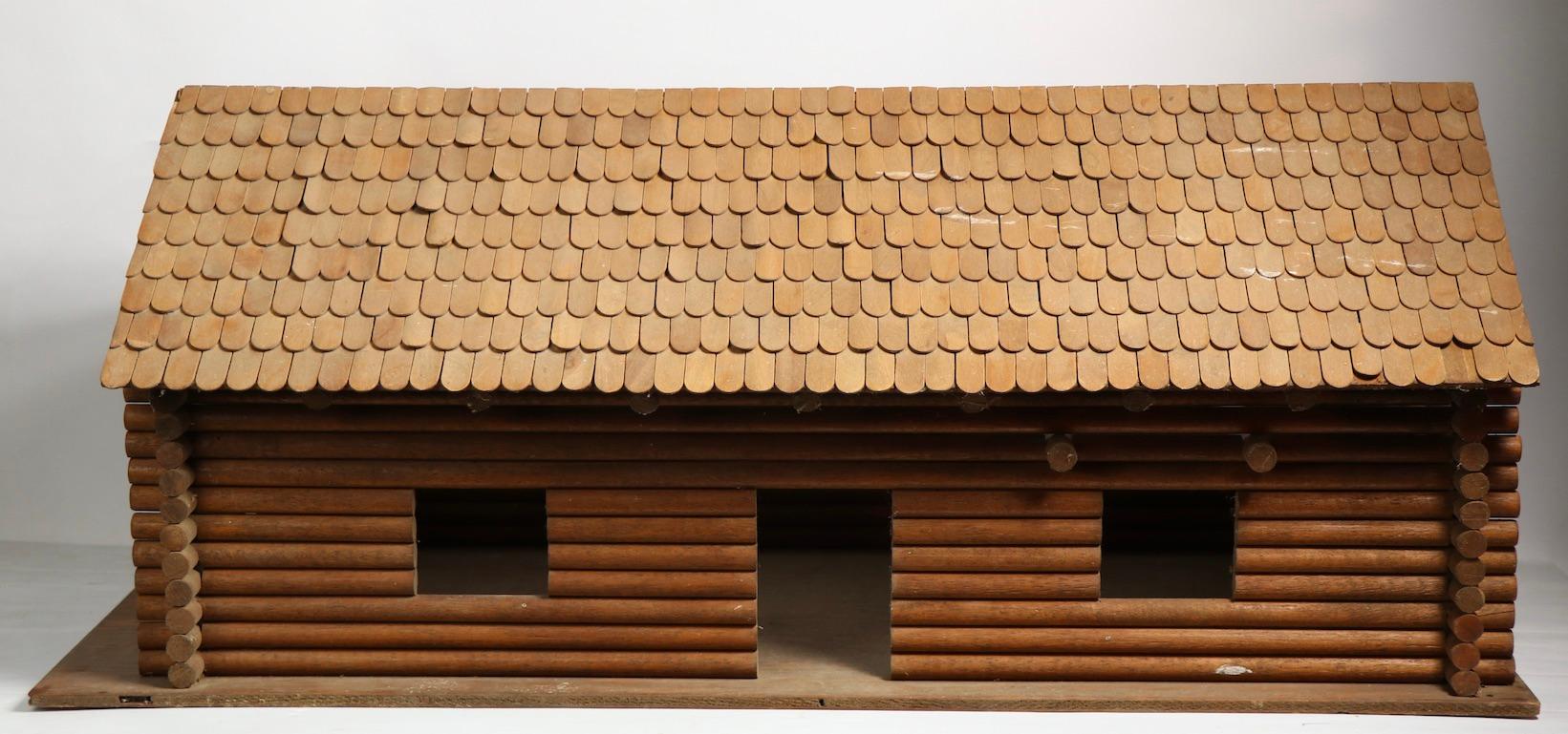 Rustic Folk Art Model Log Cabin 3