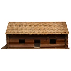 Rustic Folk Art Model Log Cabin