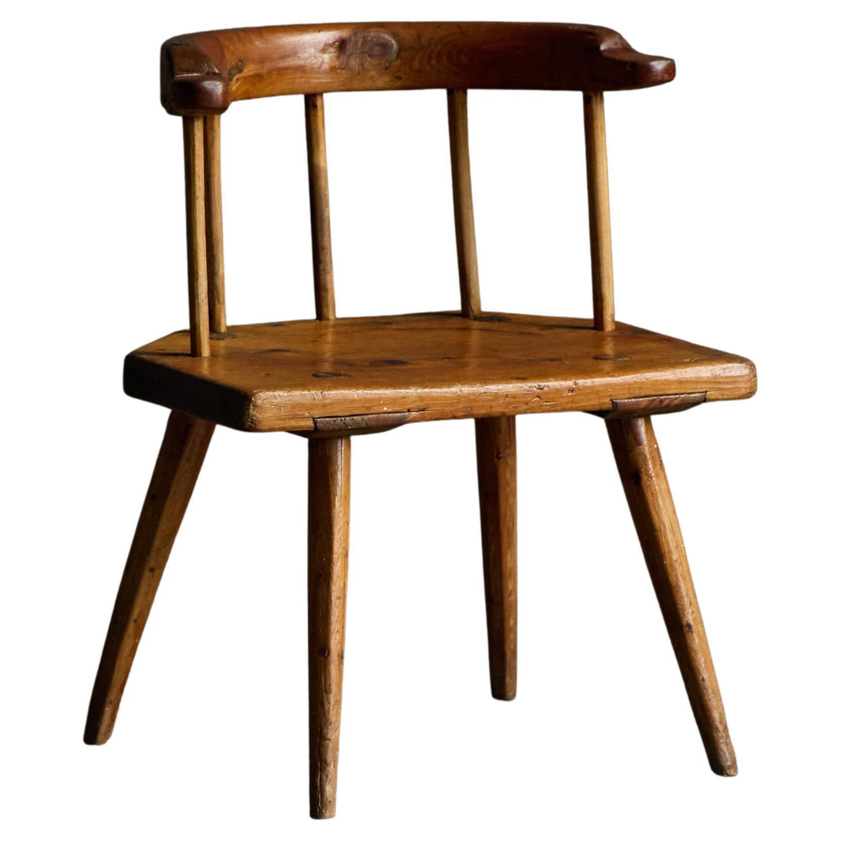 Rustic Folk Art Stool, Austria, 19th Century