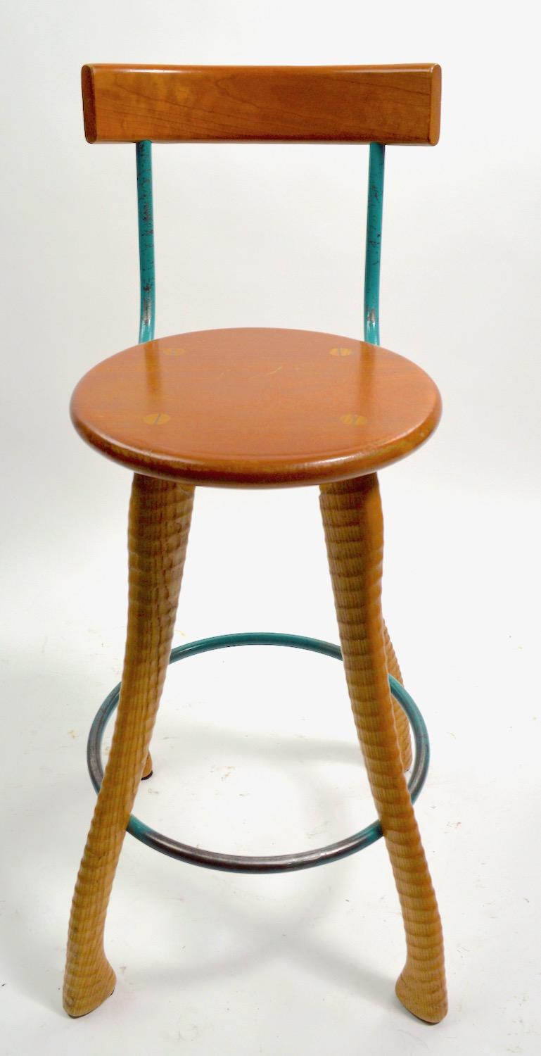 Rustic Folk Art Stool by Brad Smith In Good Condition In New York, NY