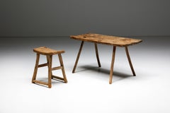 Rustic Folk Art Stool, France, Early 20th Century