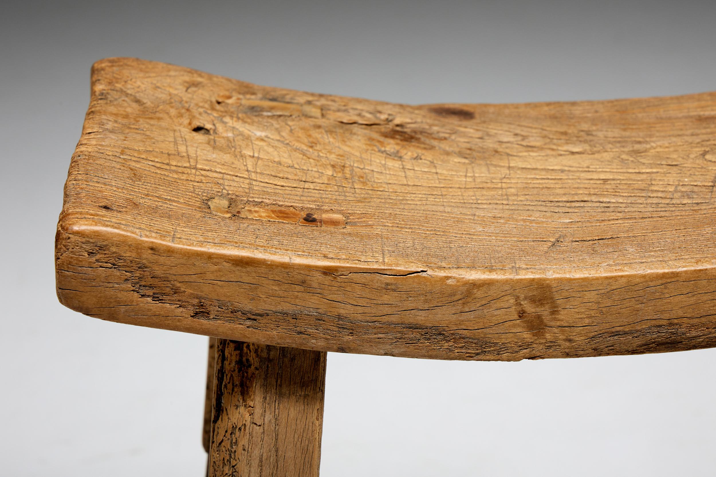 Rustic Folk Art Stool, France, Early 20th Century For Sale 2