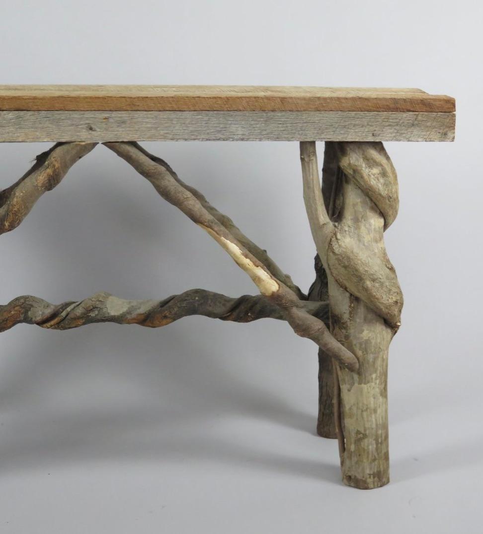 Consola rústica Folk-Art de rama de árbol, EE.UU. mediados del siglo XX en venta