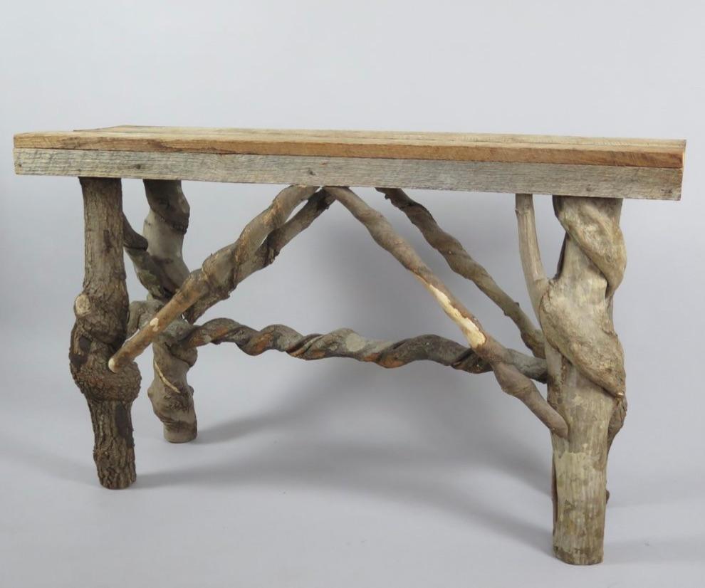 Mid-20th Century Rustic Folk-Art Tree Branch Console, USA For Sale