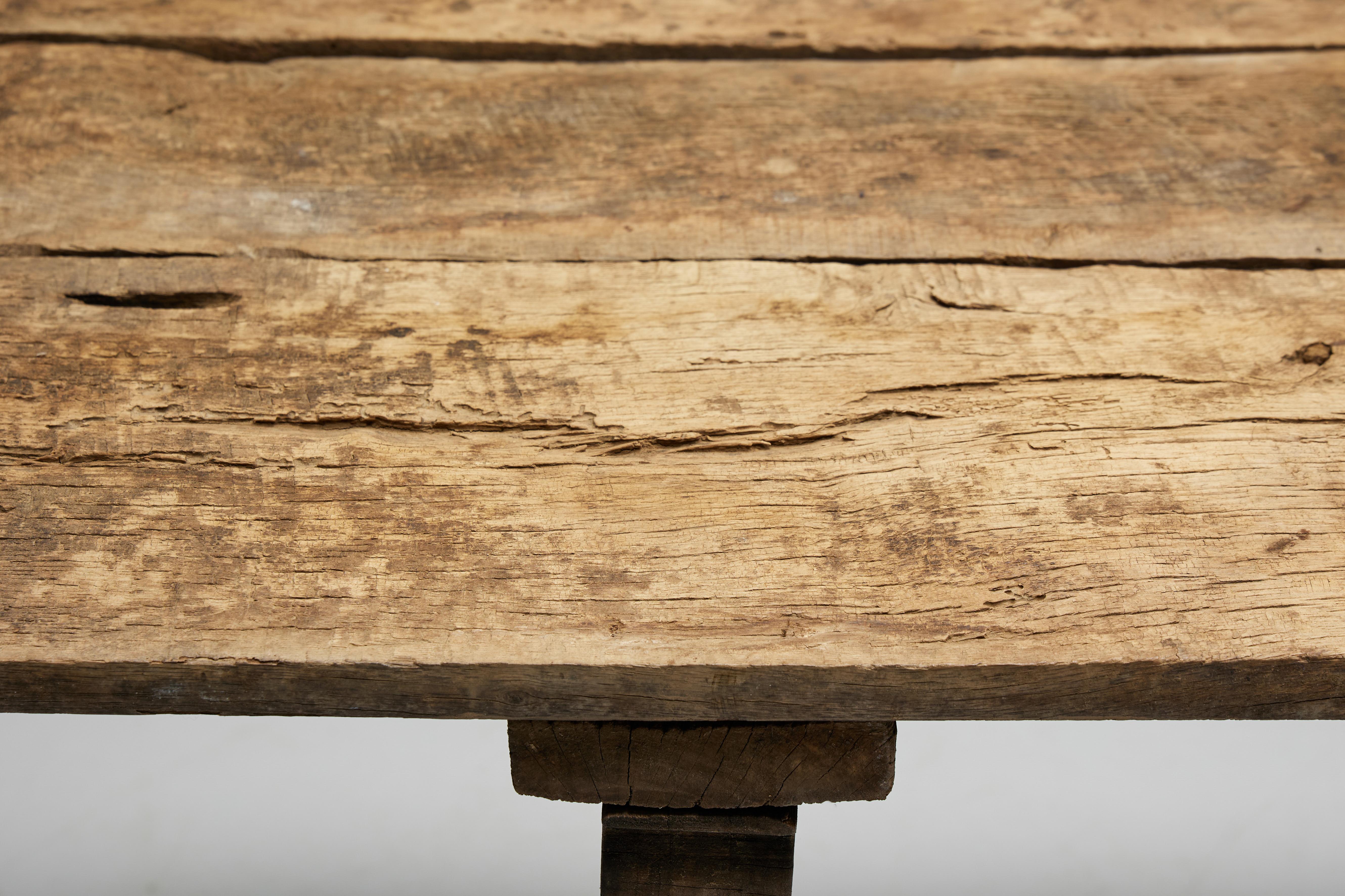 Table à tréteaux rustique, Espagne, 19ème siècle en vente 4