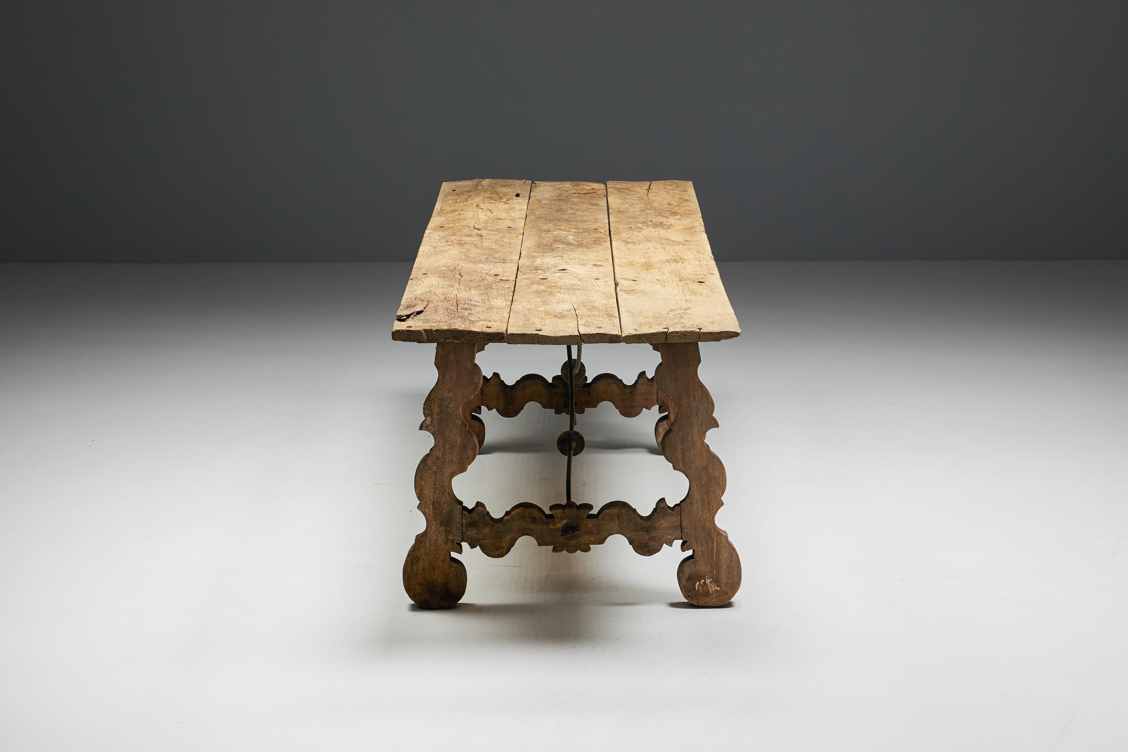 Table à tréteaux rustique, Espagne, 19ème siècle en vente 5