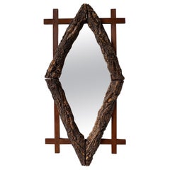 Rustic Folk Art Wooden Mirror (c. 1900)