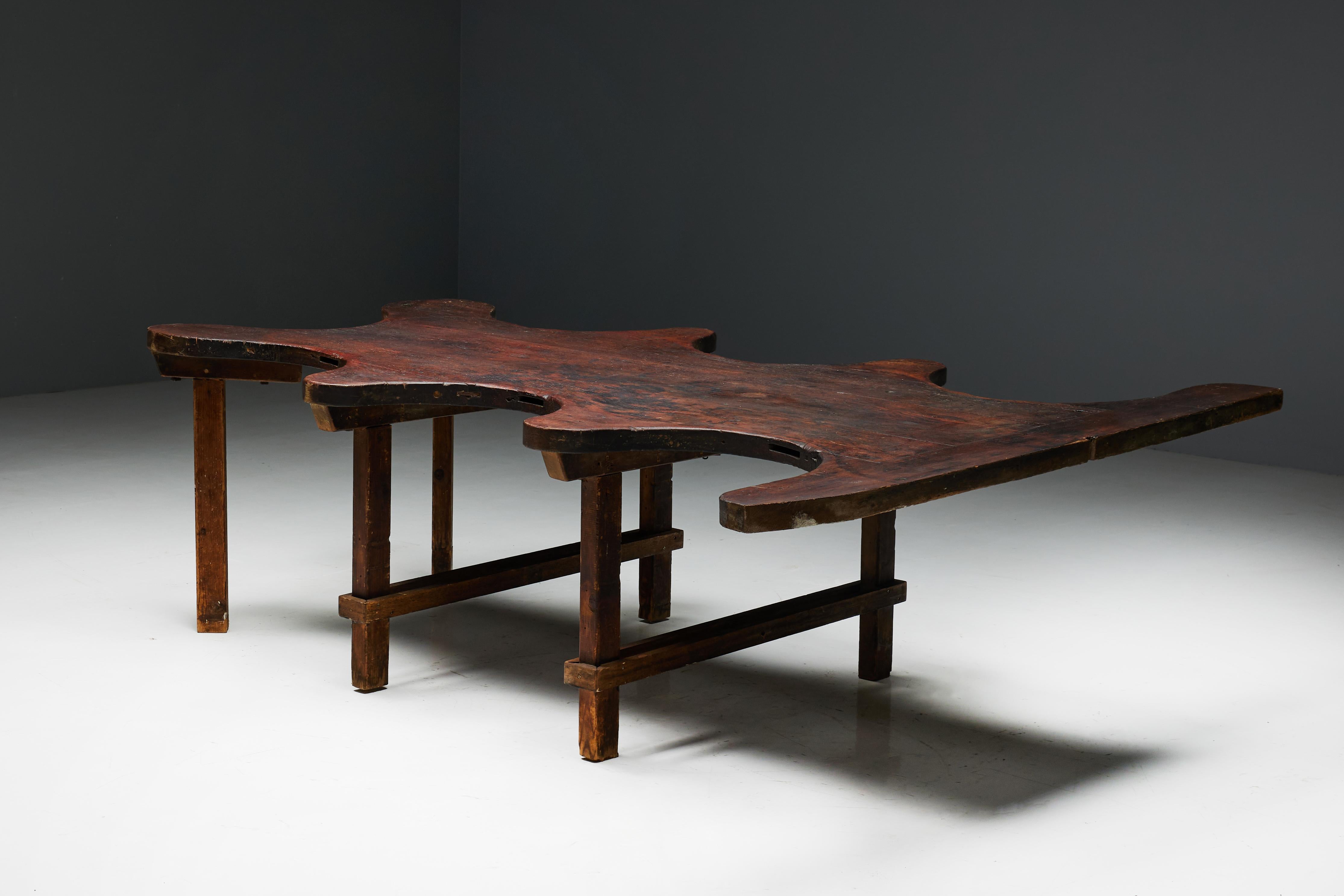 French Rustic Free Form Organic Table, France, Late 19th Century For Sale