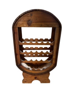 Rustic Freestanding Mexican barrel-style wooden wine rack and glass holder