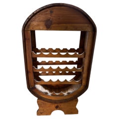 Rustic Freestanding Mexican barrel-style wooden wine rack and glass holder