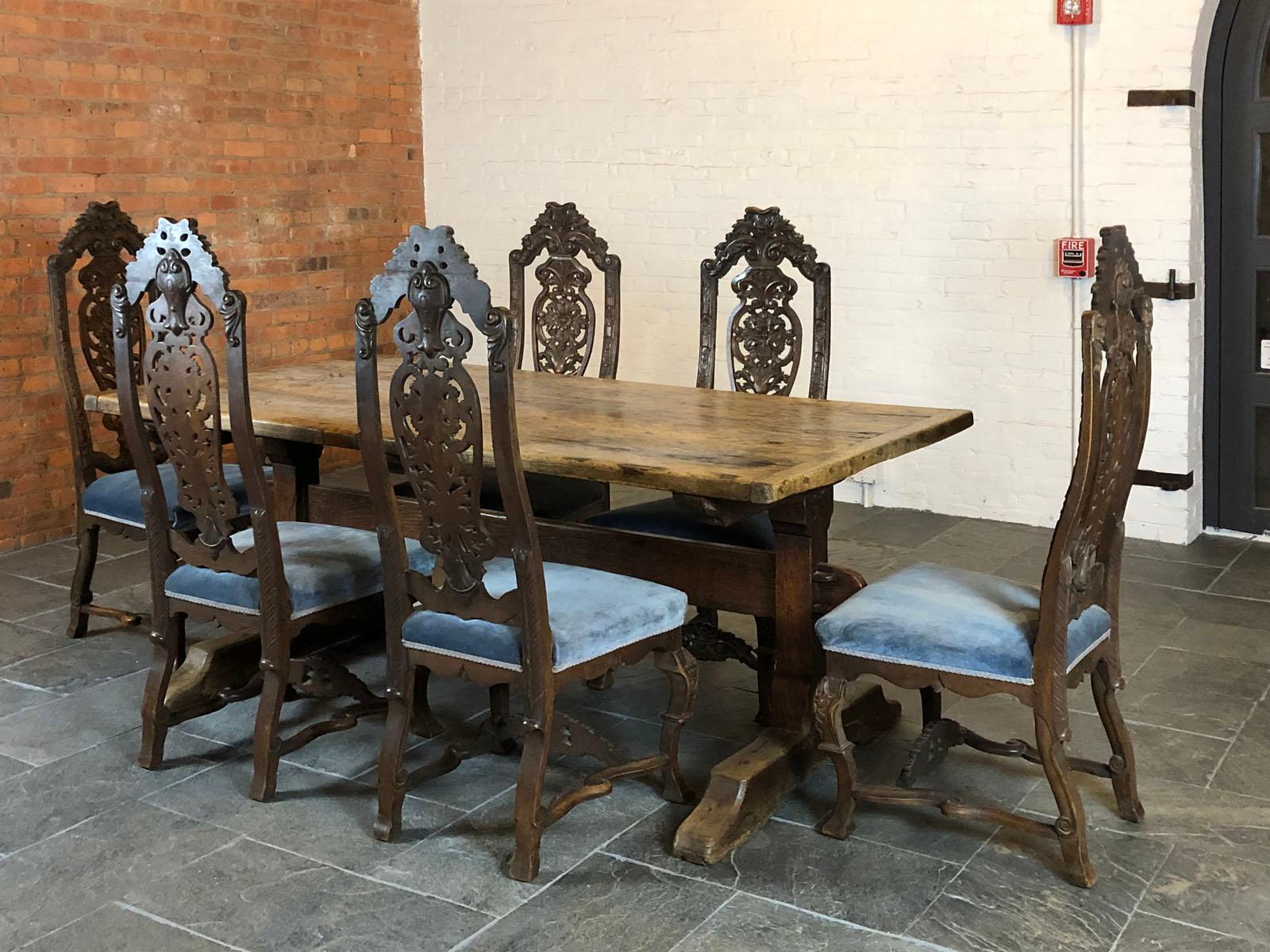 Rustic French 17th Century Oak and Chestnut Trestle / Dining Table For Sale 4