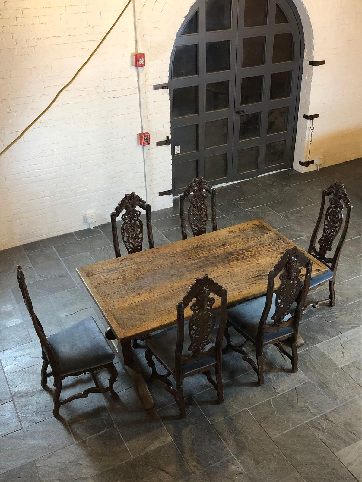 Rustic French 17th Century Oak and Chestnut Trestle / Dining Table For Sale 6