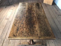 Rustic French 17th Century Oak and Chestnut Trestle / Dining Table