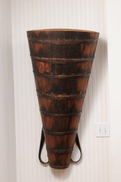 Rustic French 1870s Wooden Grape Picking Basket with Distressed Appearance