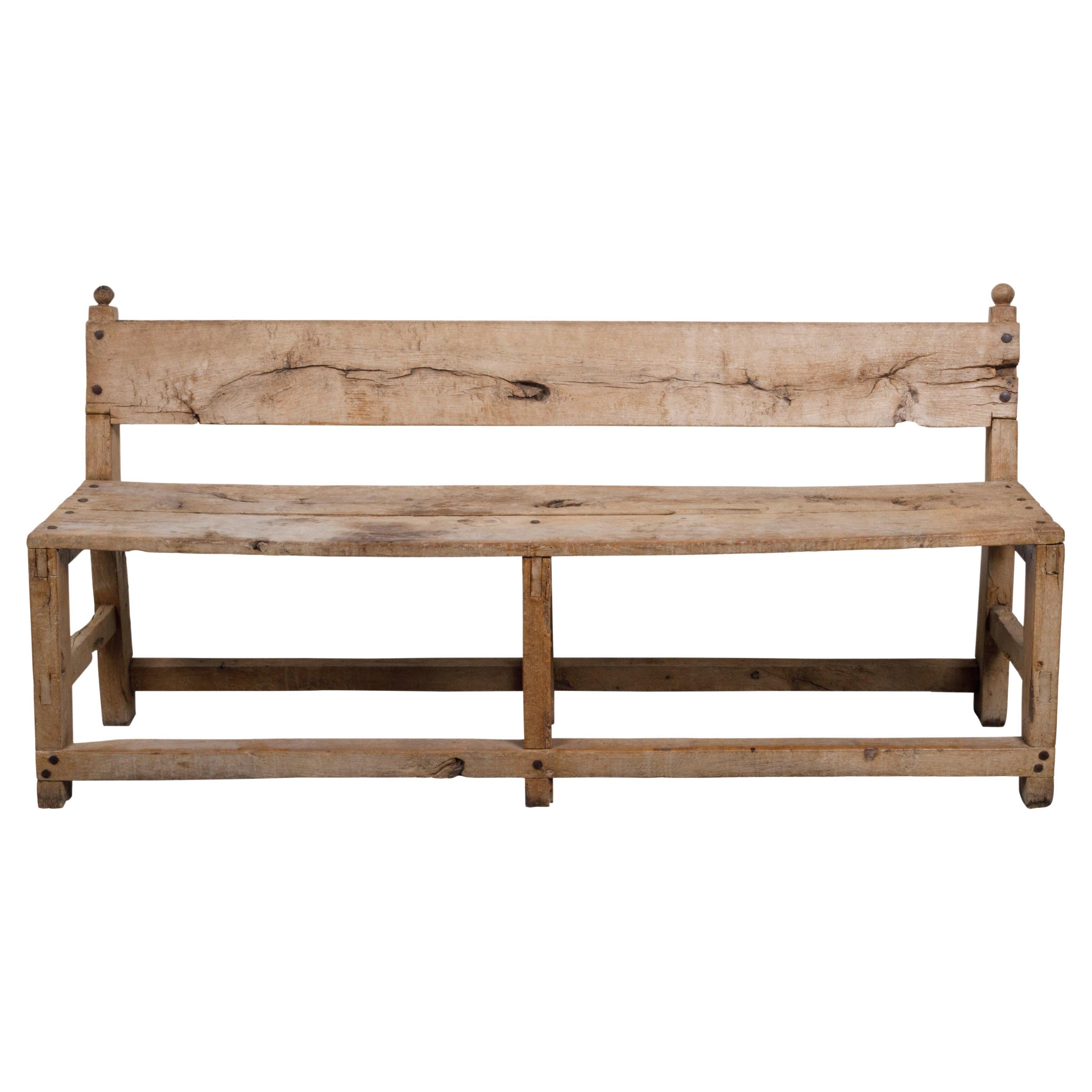 Rustic Wood Farm Style Bench with Red Patina at 1stDibs rustic wooden