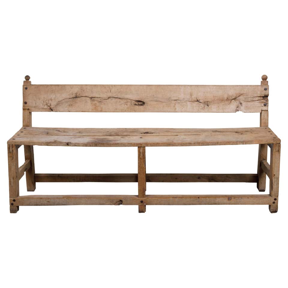 Rustic Wood Farm Style Bench with Red Patina at 1stDibs | rustic wooden ...