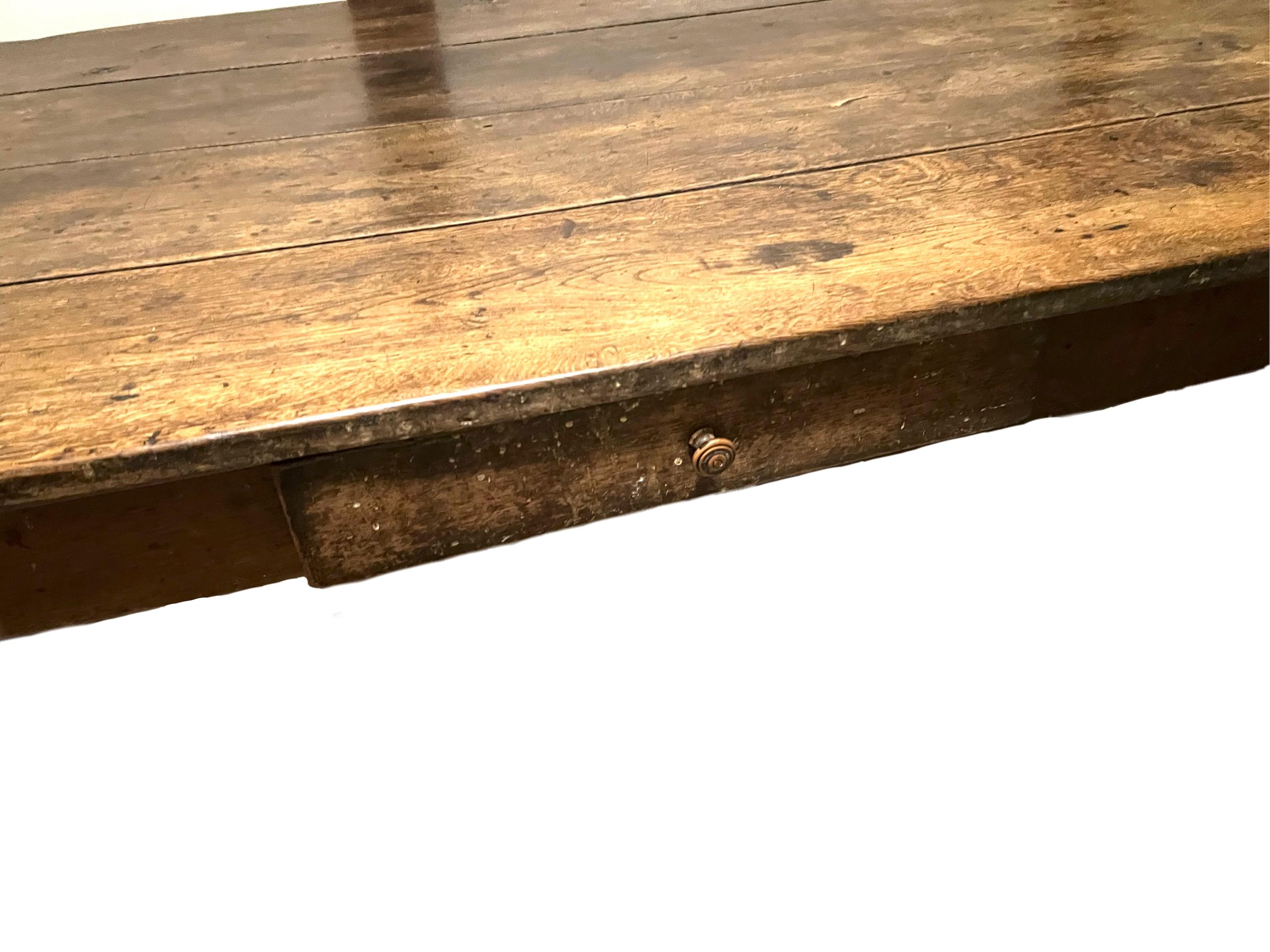 19th Century Rustic French 19th-century farmhouse table For Sale
