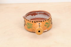Rustic French 19th Century Jaspe Ware Pottery Serving Piece with Floral Décor