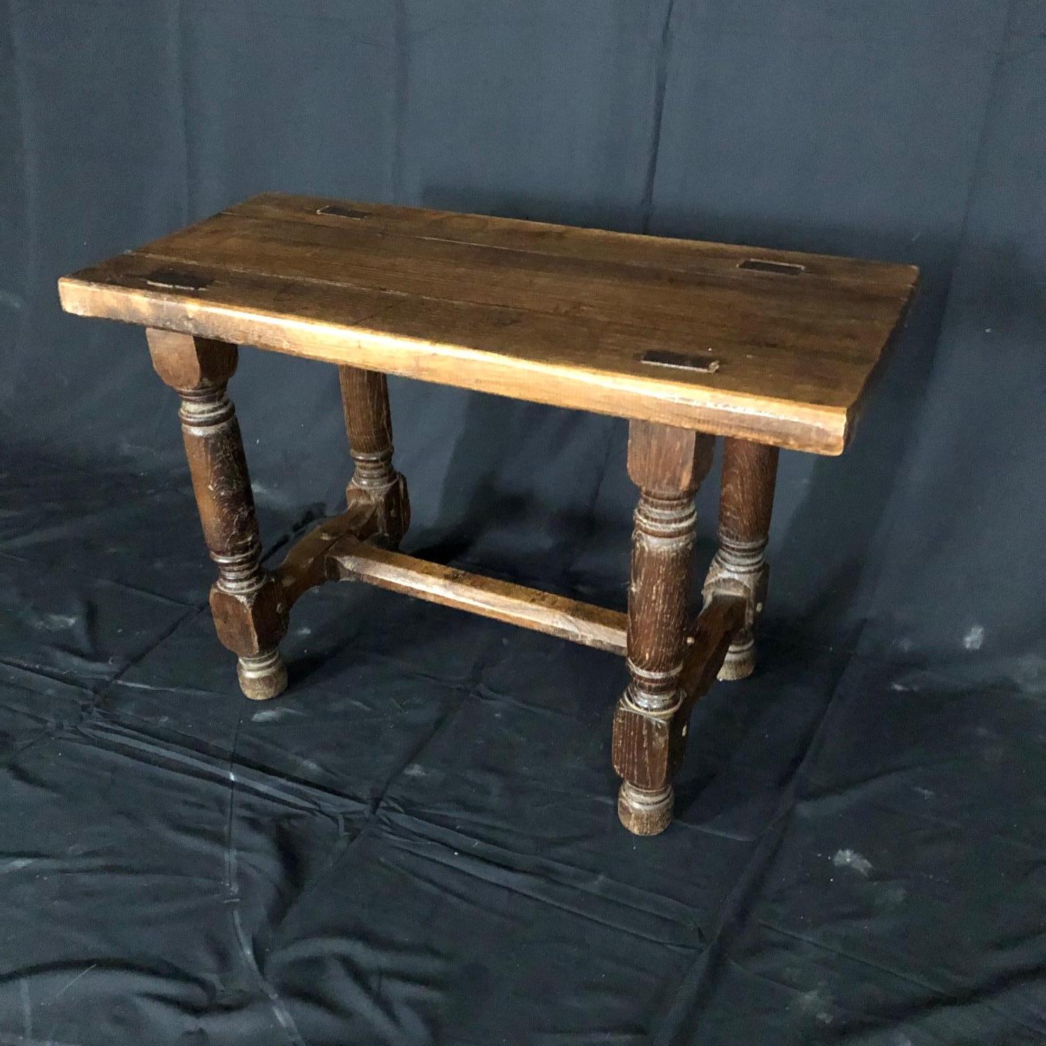 Rustic French 19th Century Oak Bench 1