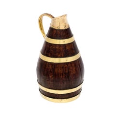 Rustic French 19th Century Oak Cider Pitcher with Brass Strapping and Spout
