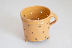 Rustic French 19th Century Pottery Vegetable Steamer with Yellow Glaze