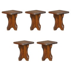 Rustic French Alpine Chalet Stool in Pine, France, 1970s