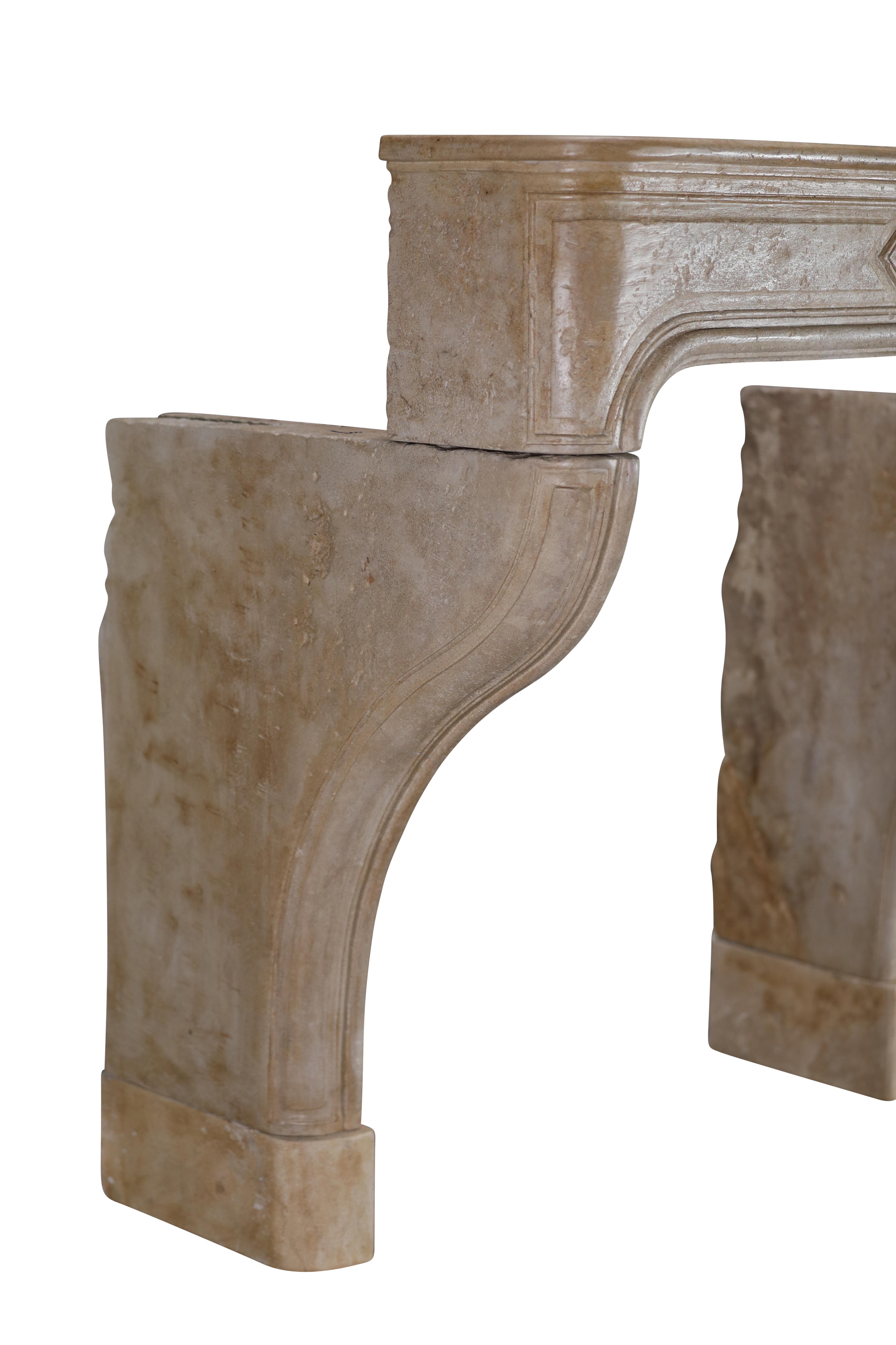 Rustic French Antique Reclaimed Extra Small Fireplace Surround In Limestone For Sale 6