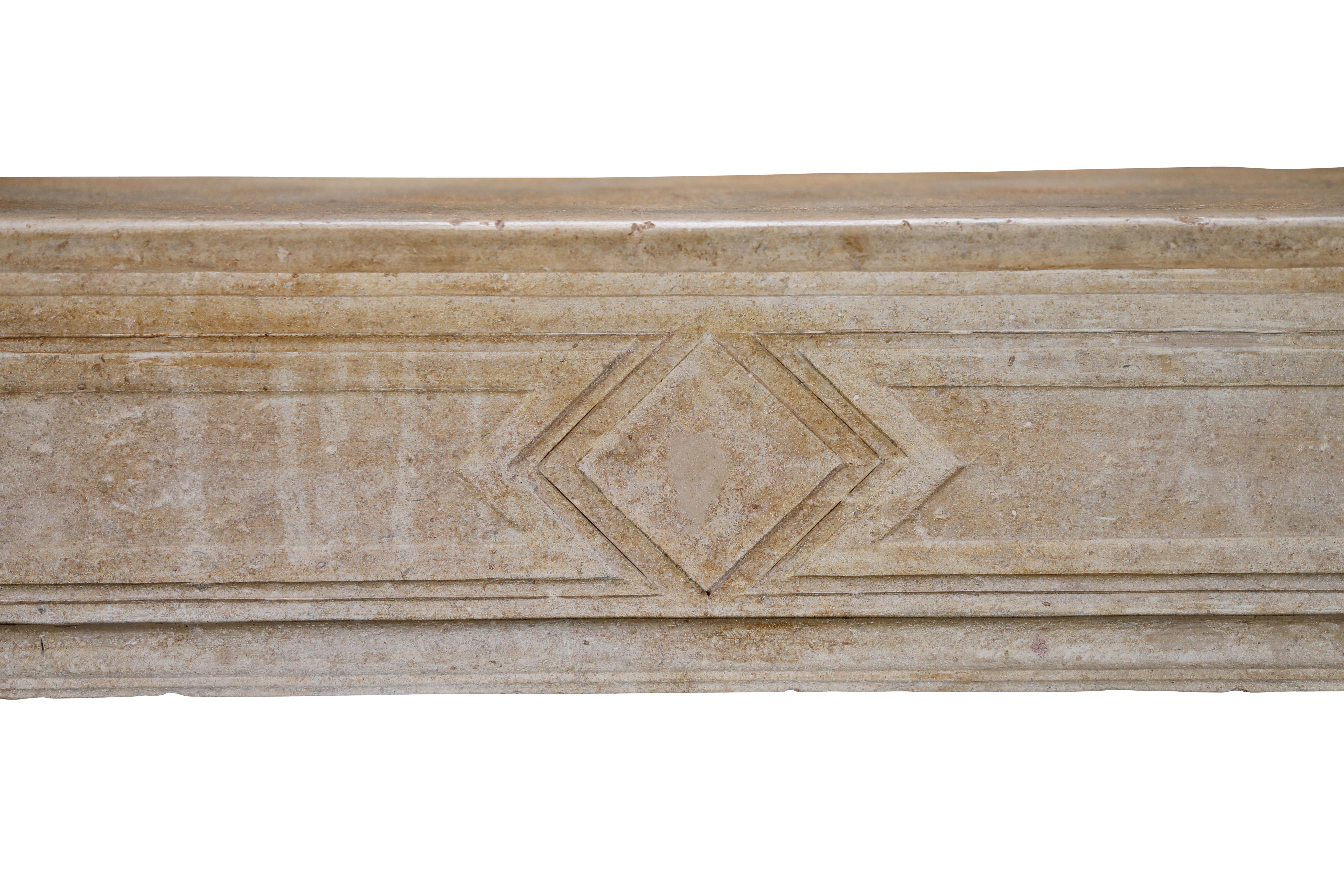 Rustic French Antique Reclaimed Extra Small Fireplace Surround In Limestone For Sale 12