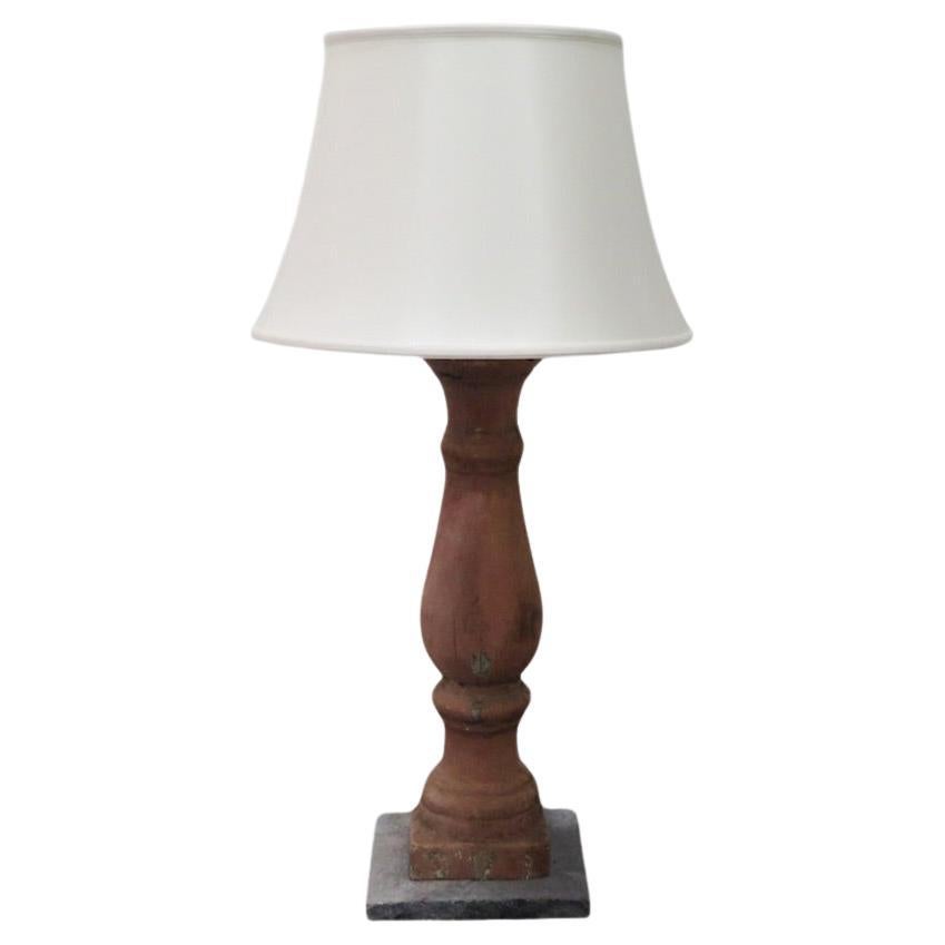 Rustic French Baluster Lamps on Belgian Blue Stone Base, France