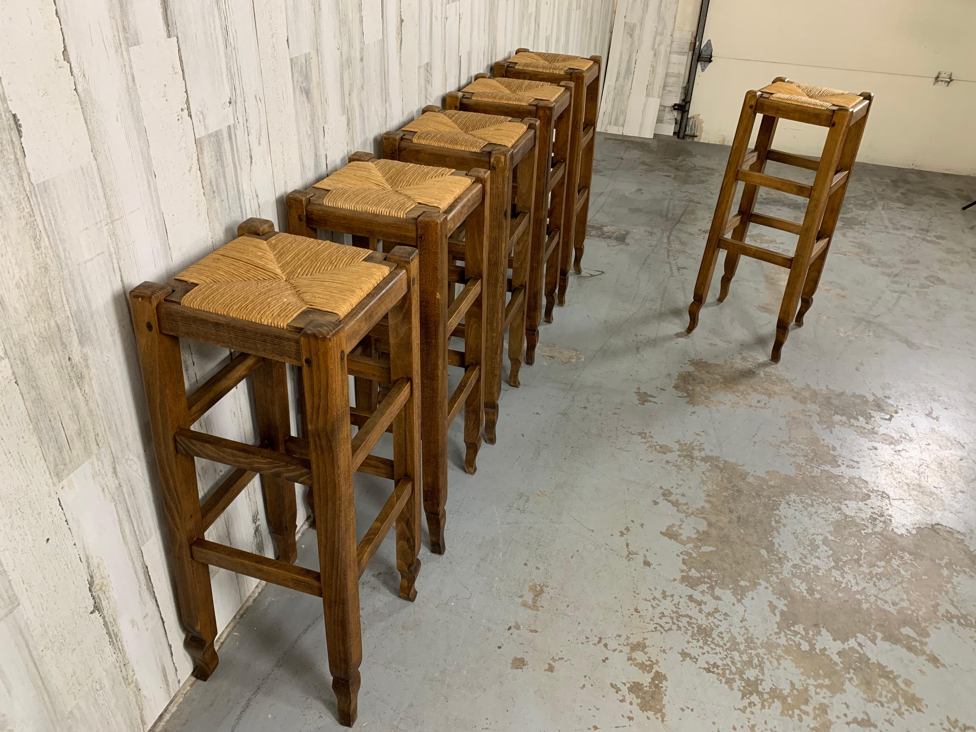 Rush Rustic French Bar Stools For Sale
