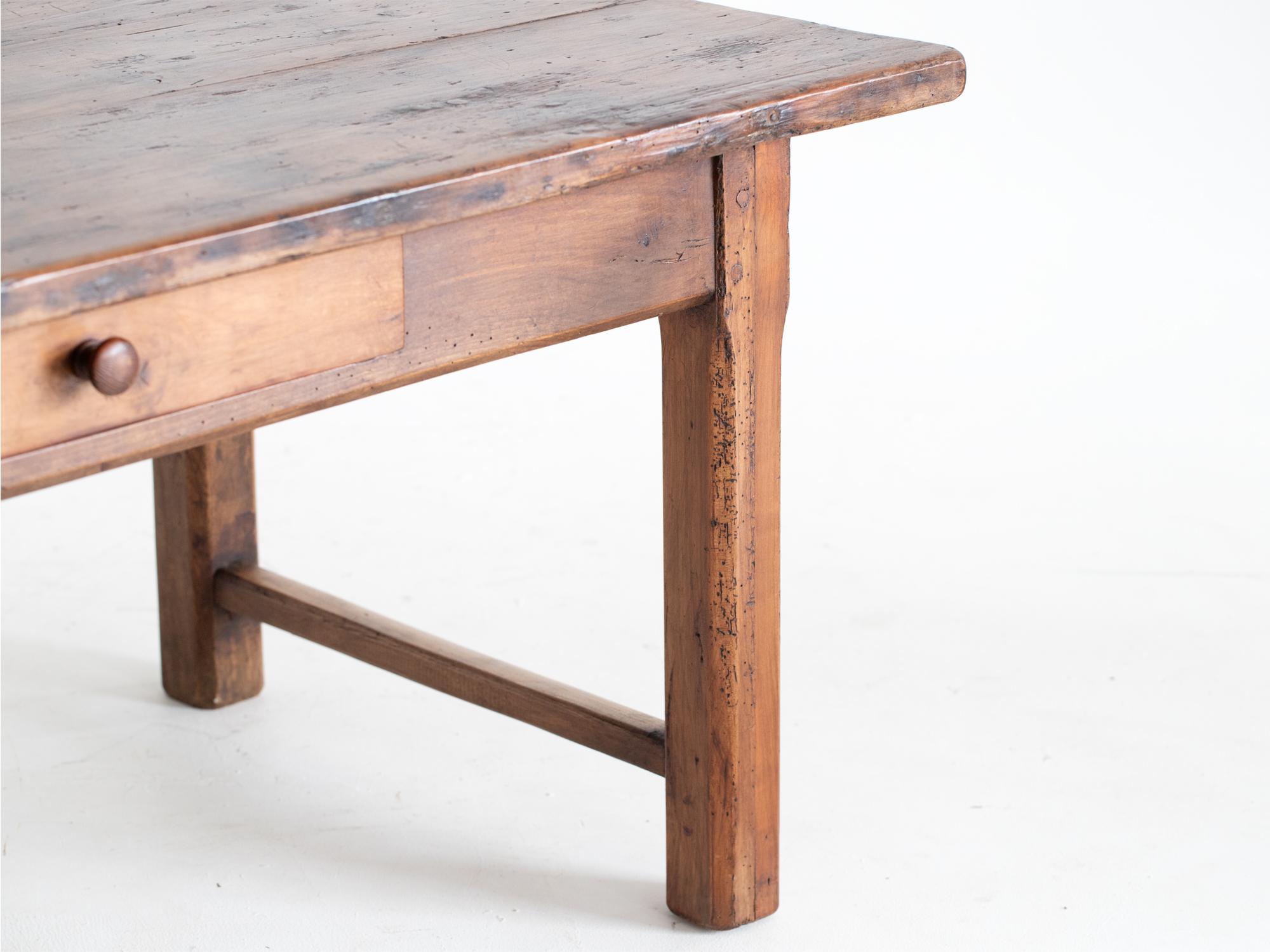 19th Century Rustic French Beech Farmhouse Coffee Table For Sale