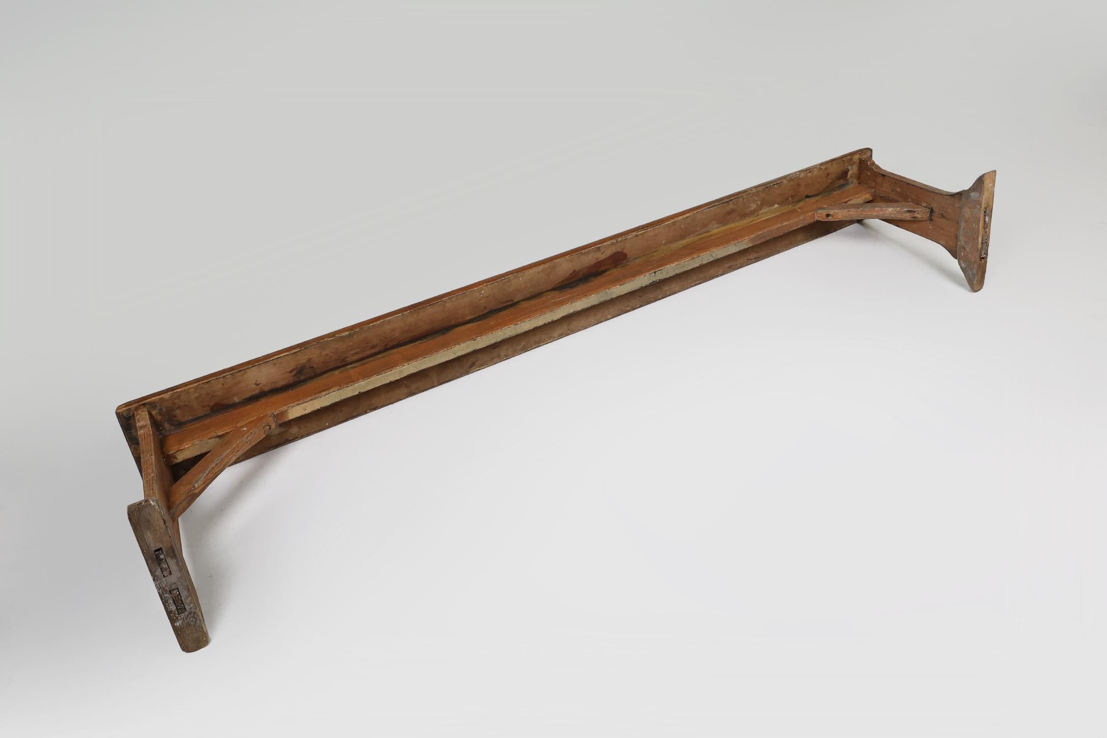 Banc rustique français en Oak Oak avec sculptures et belle patine, vers 1850 en vente 2