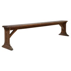Banc rustique français en Oak Oak avec sculptures et belle patine, vers 1850