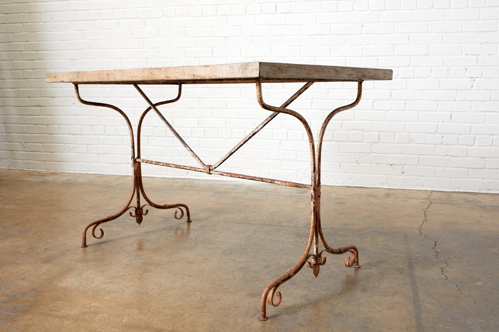 Hand-Crafted Rustic French Bistro Style Dining Table or Console