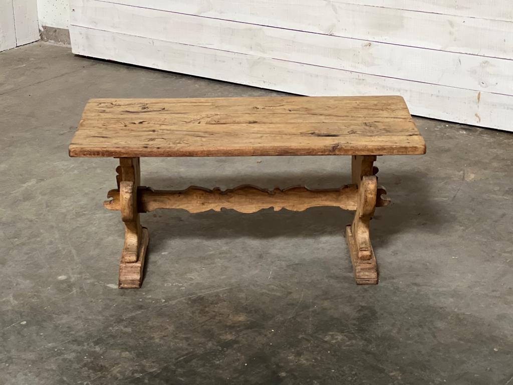 A great looking Rustic solid Oak French Coffee Table of slightly larger dimensions than normal. We have bleached it to bring out the rustic nature of the oak. In excellent original condition for the home.
Length 120 cm
Depth 57.5 cm
Height 55 cm 