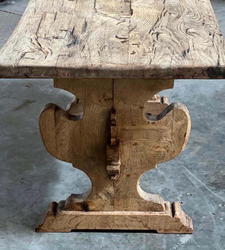 Early 20th Century Rustic French Bleached Oak Coffee Table