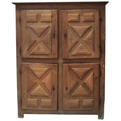RUSTIC FRENCH BLEACHED OAK Cupboard, 18th Century Large Four-Door Cupboard