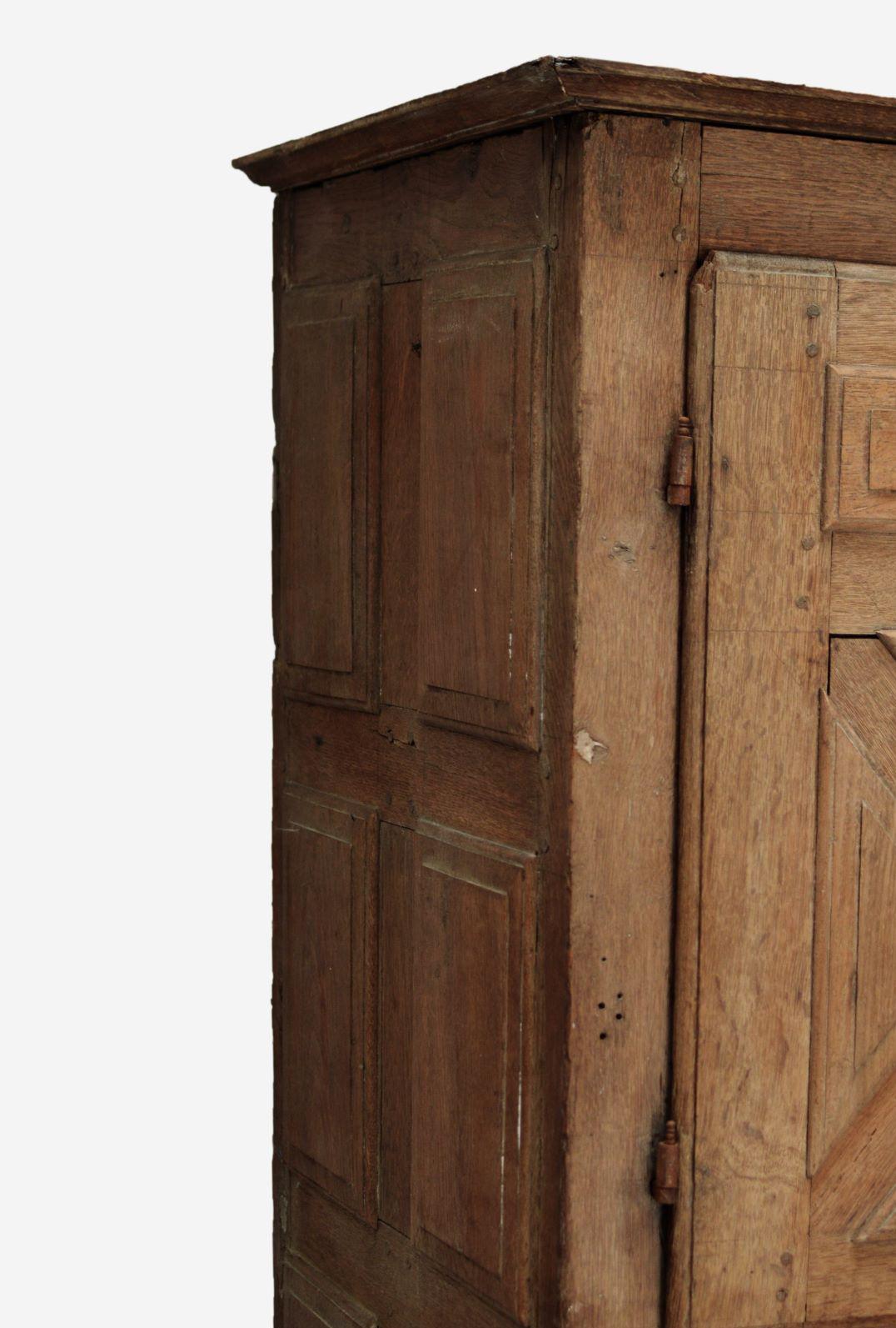 French Provincial RUSTIC FRENCH BLEACHED OAK Cupboard, 18th Century Large Four-Door Cupboard