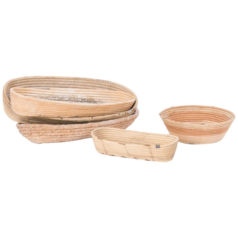 Rustic French BreadProofing Baskets, Set of Five For Sale at 1stDibs