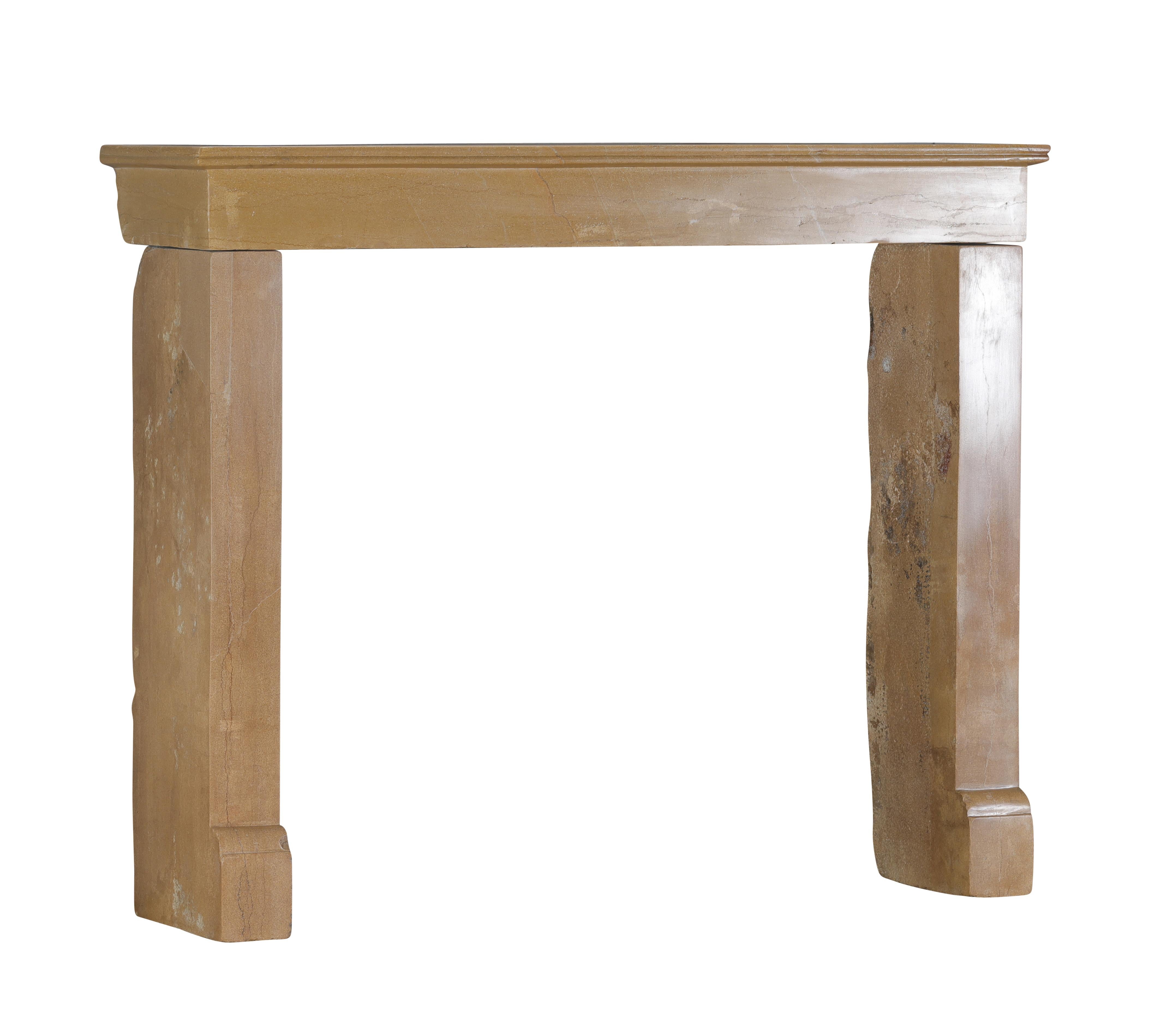 Rustic French Burgundy Limestone Fireplace Mantel – Timeless Natural Elegance For Sale 3