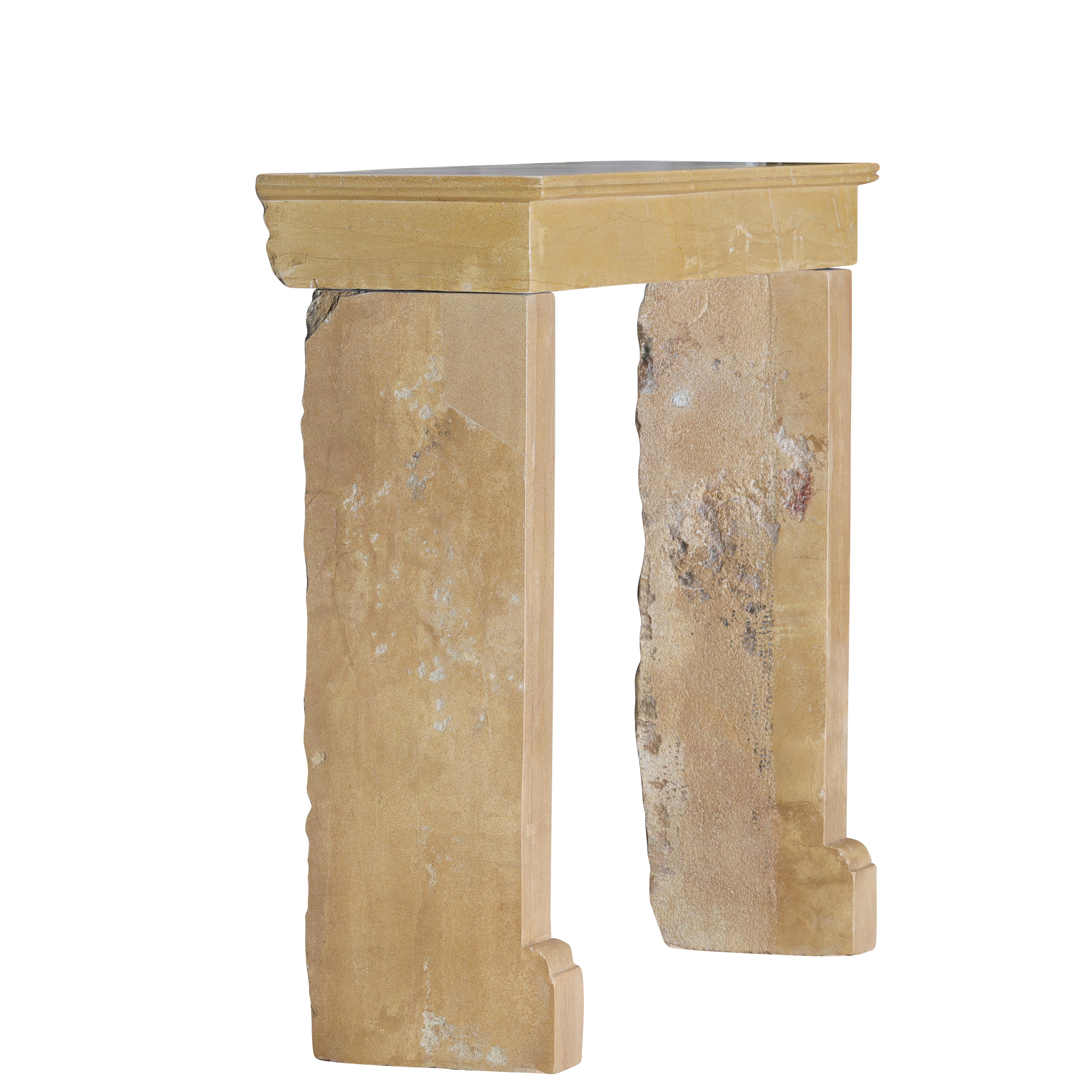 Rustic French Burgundy Limestone Fireplace Mantel – Timeless Natural Elegance For Sale 6