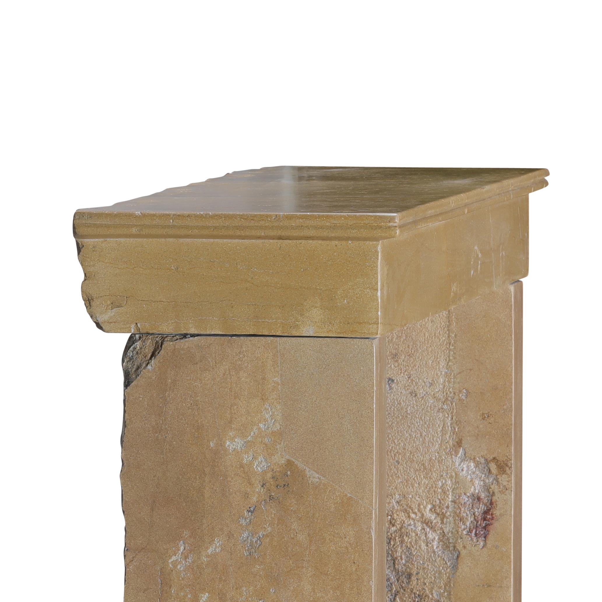 Rustic French Burgundy Limestone Fireplace Mantel – Timeless Natural Elegance For Sale 7