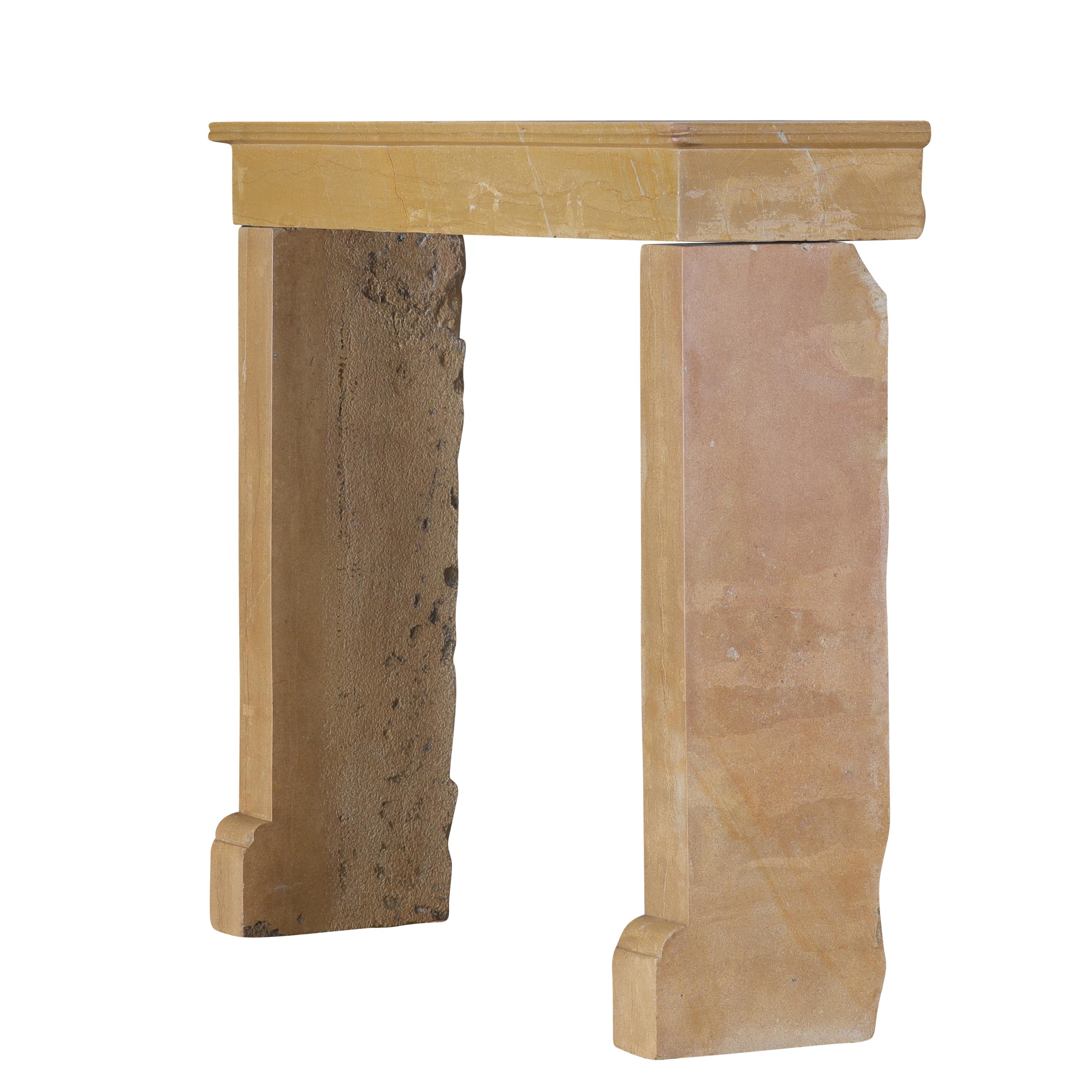 Rustic French Burgundy Limestone Fireplace Mantel – Timeless Natural Elegance For Sale 10