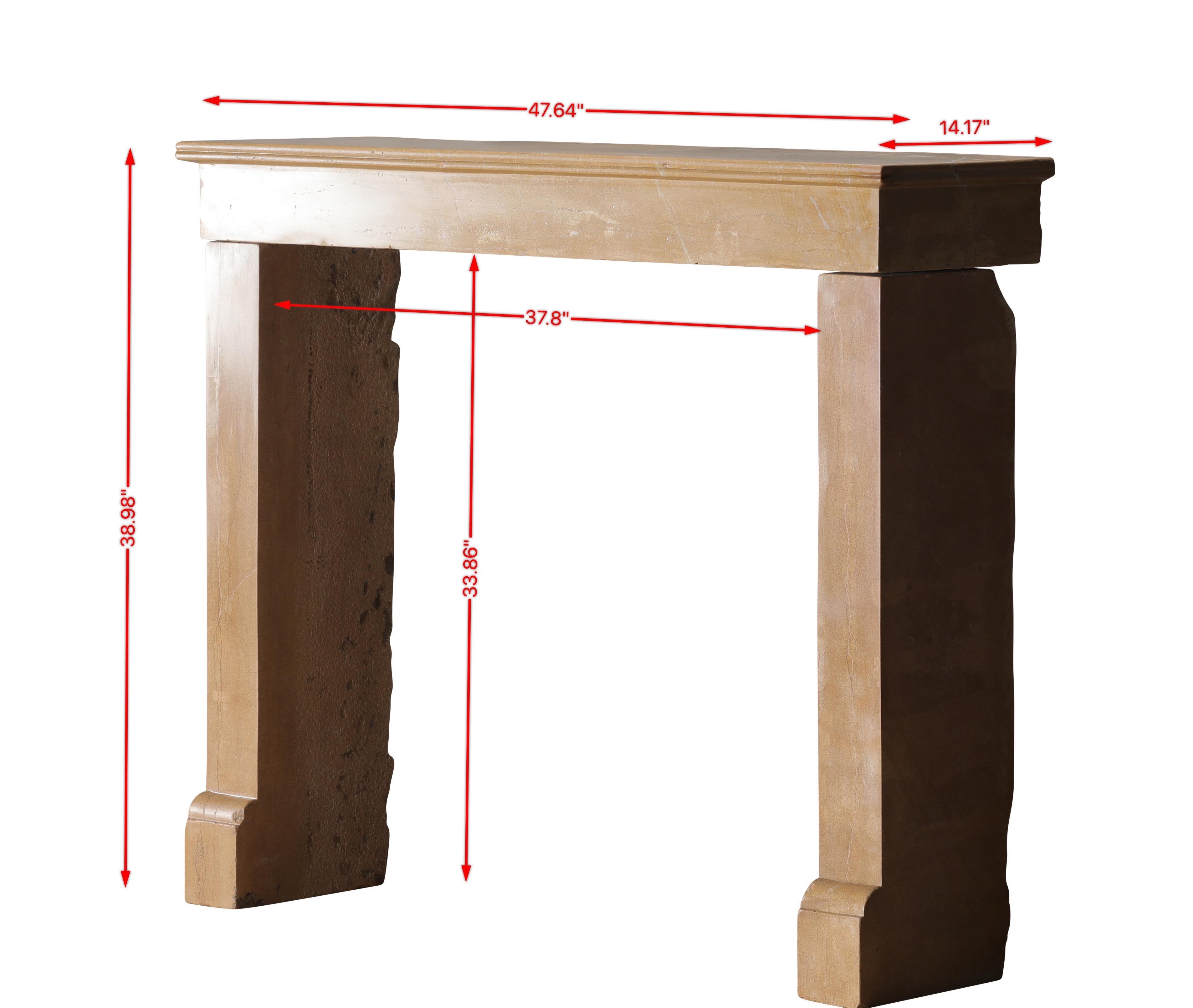Louis Philippe Rustic French Burgundy Limestone Fireplace Mantel – Timeless Natural Elegance For Sale