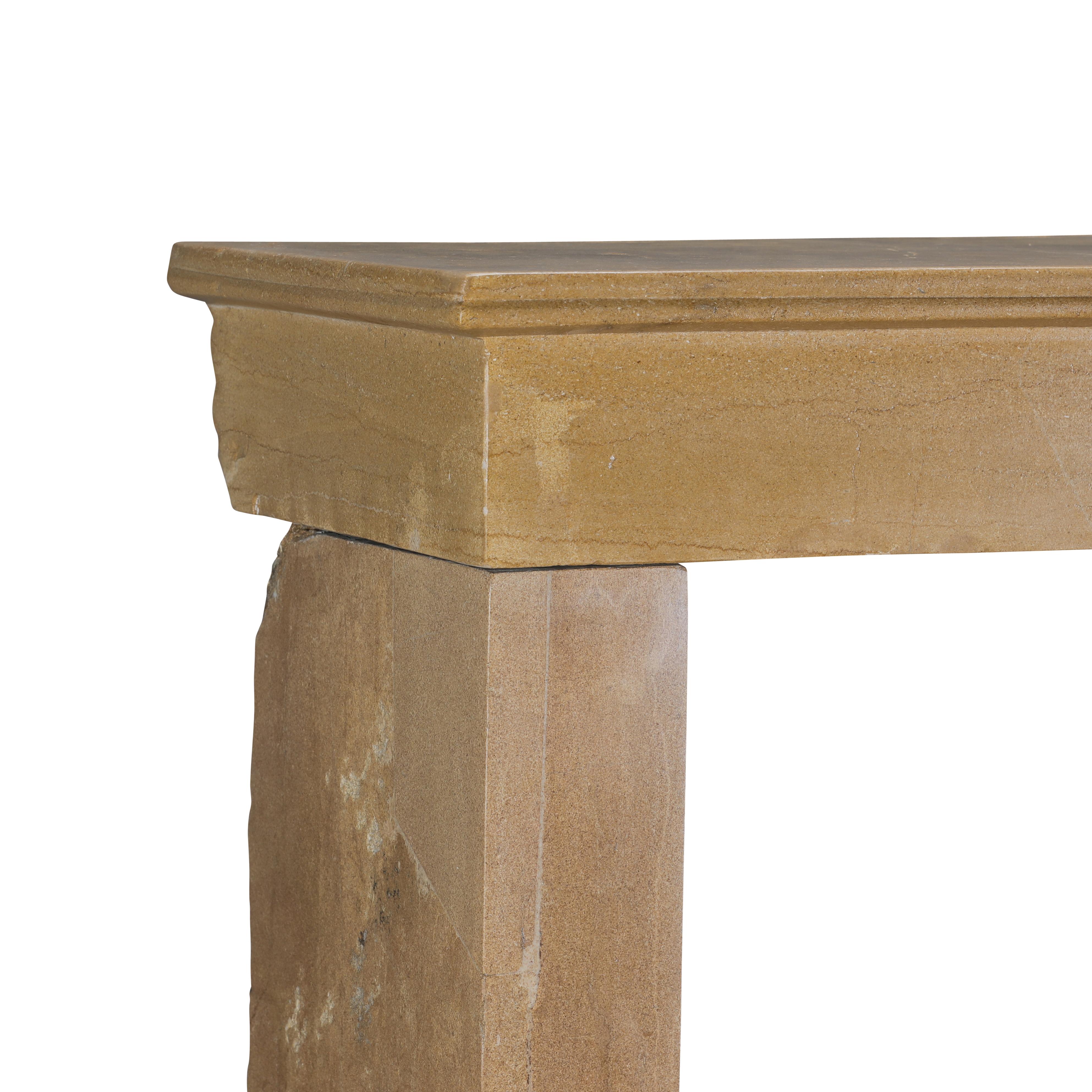 Rustic French Burgundy Limestone Fireplace Mantel – Timeless Natural Elegance For Sale 1