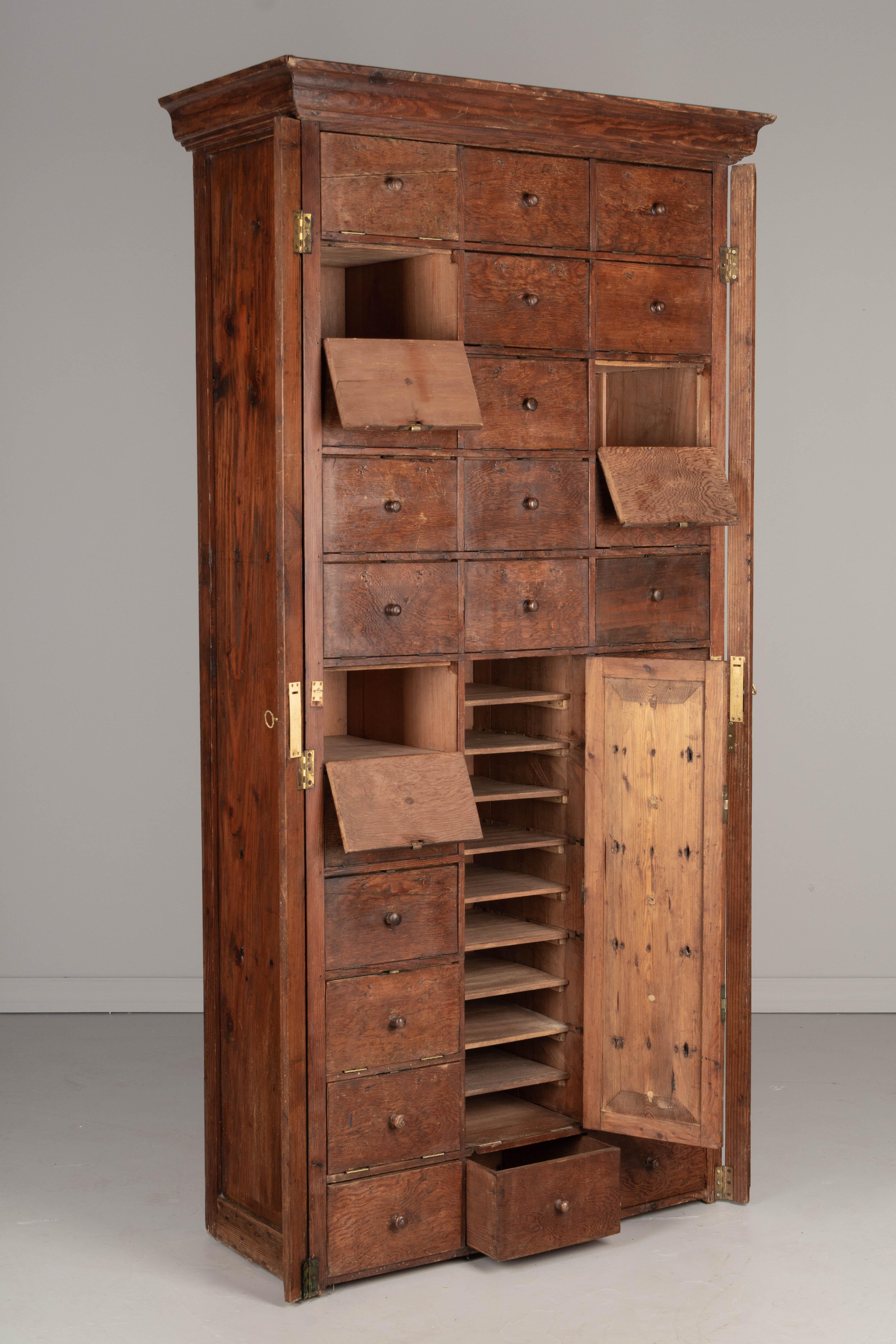 Hand-Crafted Rustic French Cartonnier, or Cabinet with Compartments For Sale