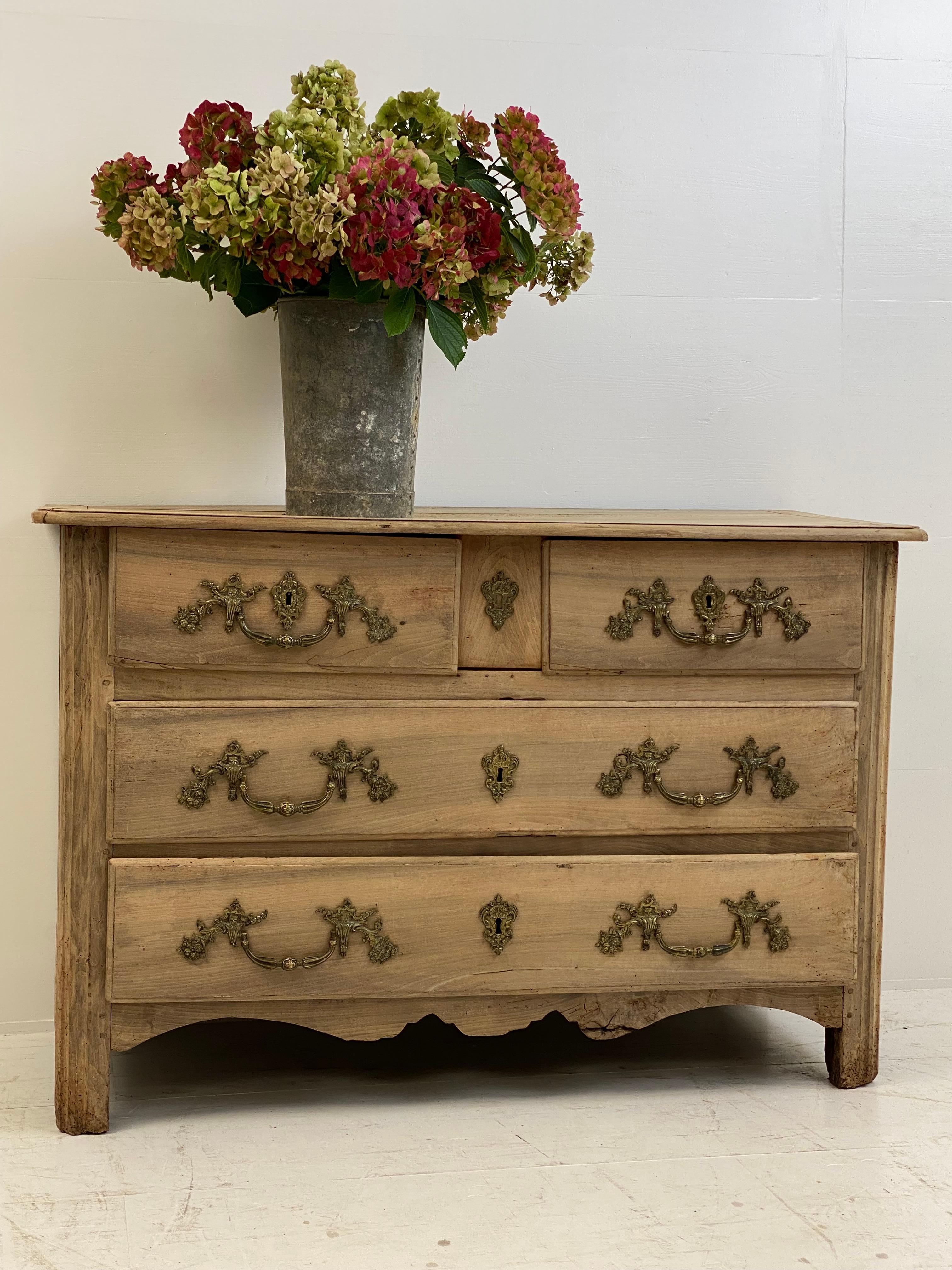 Rustic French Commode in Bleached Walnut For Sale 9